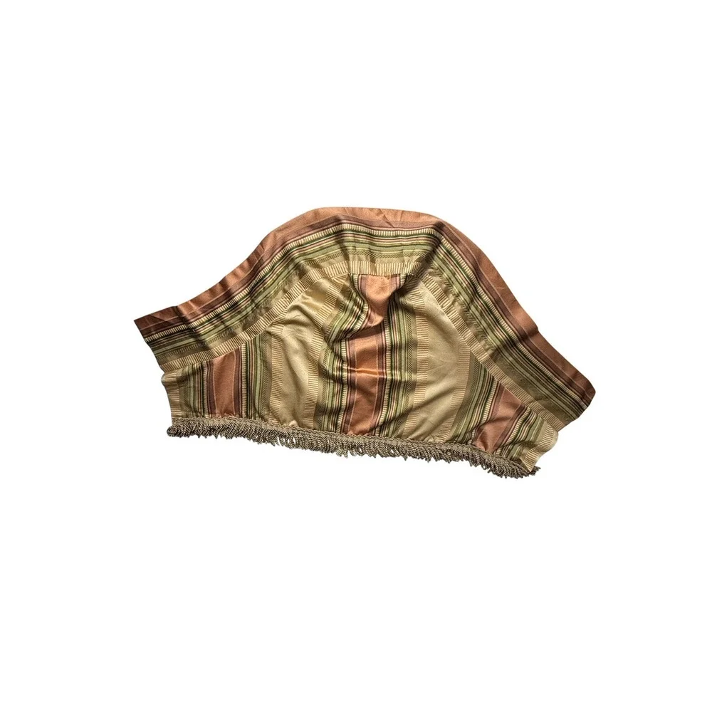 Single Croscill Carrington Swag Valance Satin Stripe Fringe Trim Short Curtain